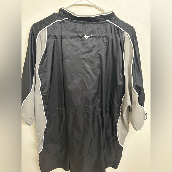 Mizuno Batting Cage Jacket, 1/4 Zip, Windbreaker, Short Sleeve, Black, XL - Picture 3 of 7